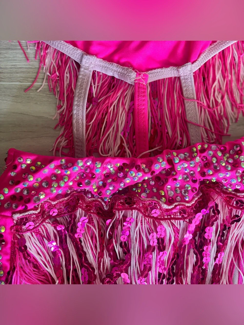 Glamour Pink Fringe Costume CXL